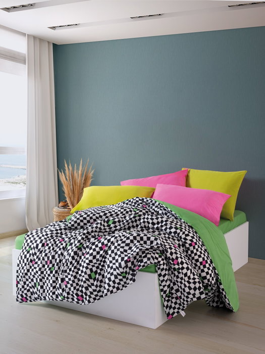 L'essentiel linge de maison Dazzle - Green Juego de funda de edredón Ranforce Doble